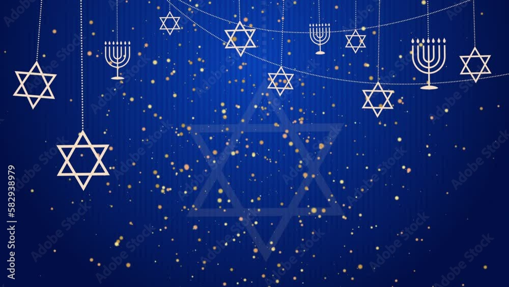 Star of David and Menorah are symbols of Judaism. Jewish characters on ...