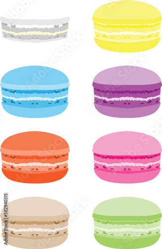 colorful macaroons isolated vector