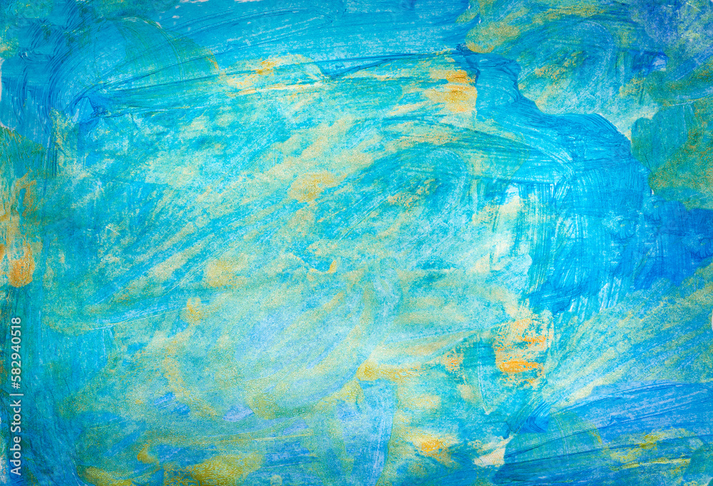 Abstract Blue-yellow background painted with paints