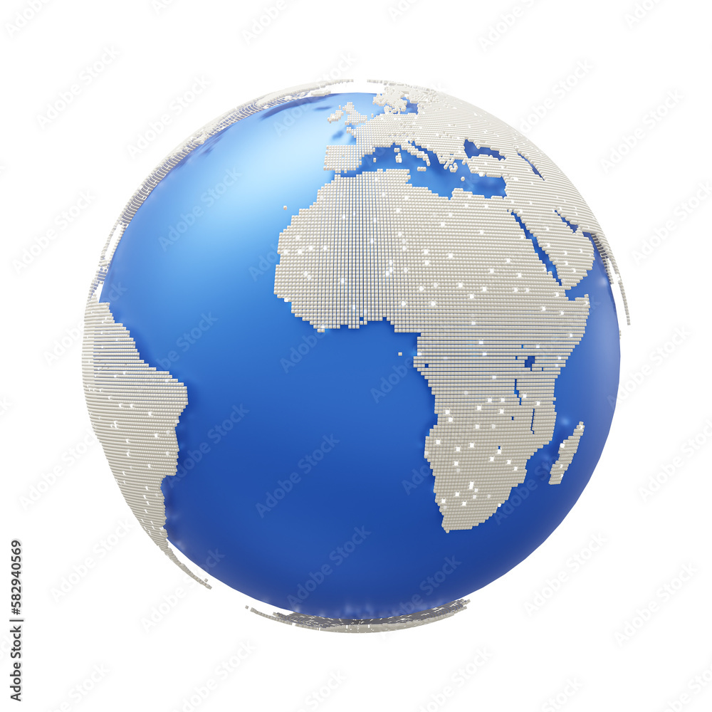 Earth globe blue with pinpoints white light. location point marker of