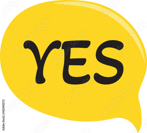 Yes text bubble. Banner, speech bubble, poster and sticker concept with text Yes. White bubble message yes on bright yellow background for banner, poster. Vector Illustration