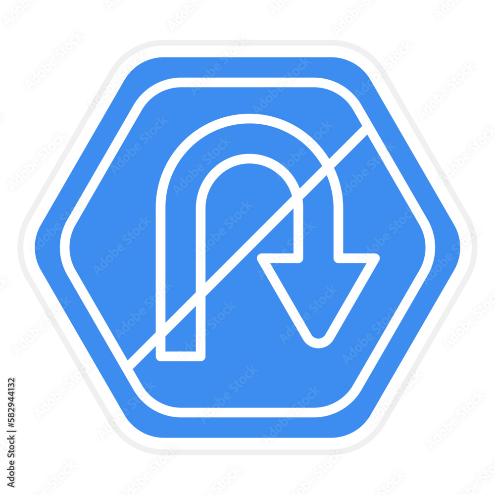 Vector Design No U Turn Icon Style Vector Design No U Turn Icon Style