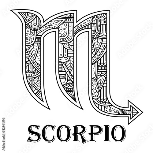 Hand drawn of scorpions in zentangle style