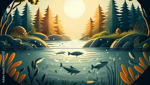 Creative illustration of beautiful landscapes