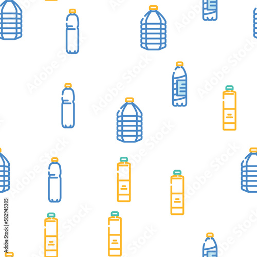 bottle plastic water drink vector seamless pattern
