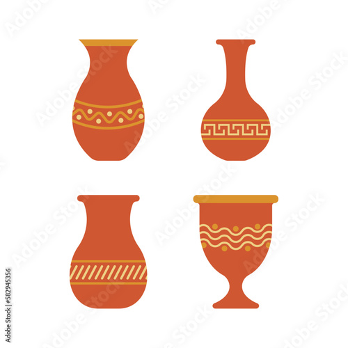 Ceramic Pots set. Vector design illustration.