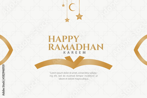 Background Ramadhan Kareem Islamic pattern presentation of modern gold
