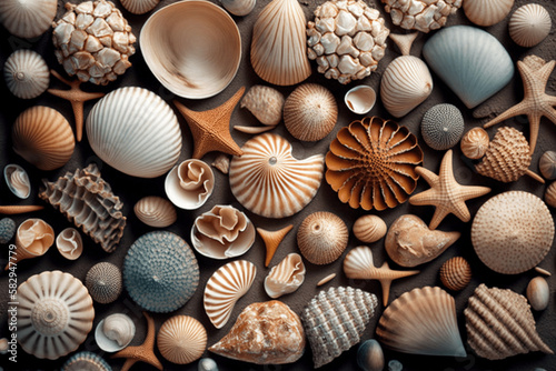seashells on the sand generative ai