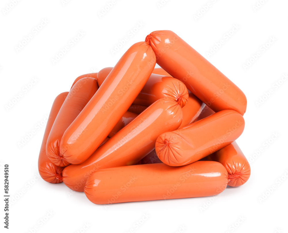 Delicious sausages on a white background Delicious sausages on a white background