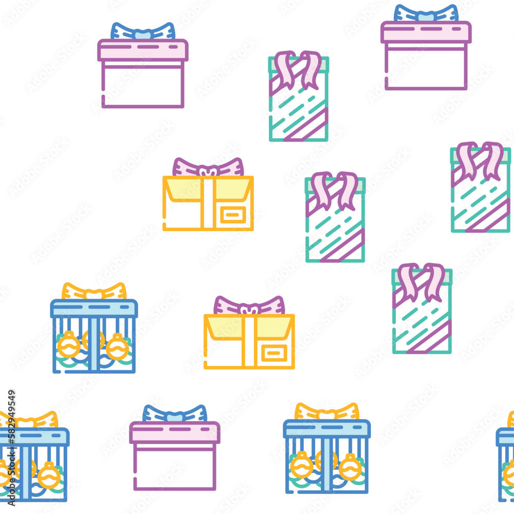 Fototapeta premium gift box birthday ribbon vector seamless pattern