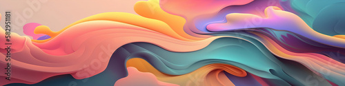 Abstract Panoramic Wallpaper with a Tranquil Pastel Palette