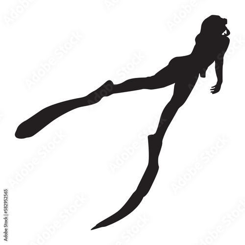 Silhouette of free diver icon vector illustration