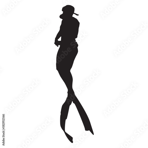Silhouette of free diver icon vector illustration