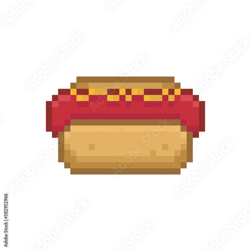 Hot dog, pixel art food