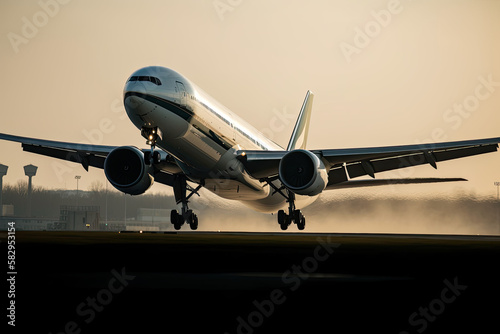 Fototapeta Boeing 777 beim Abheben am JFK Airport