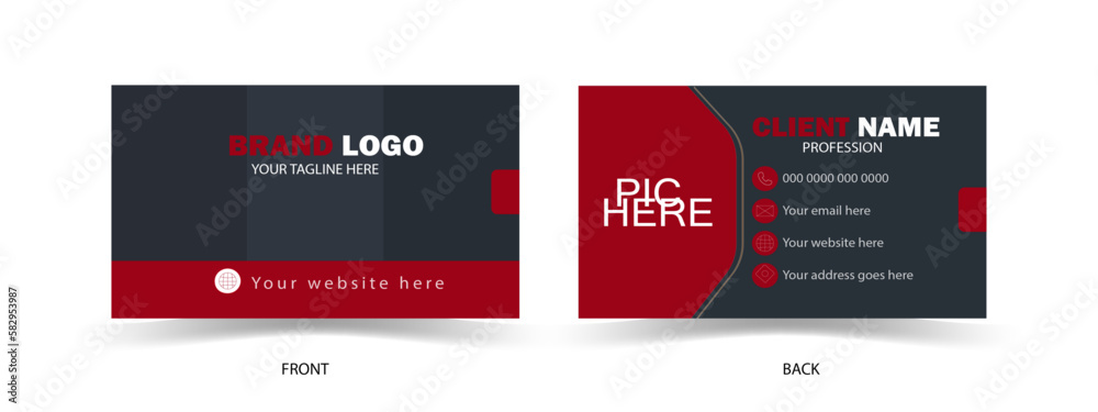 Clean and modern business card template - Red,white and light black color professional business card design