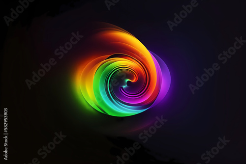 Fluid Geometry: Futuristic Rainbow Three-Dimensional in Bright Neon Colors, vector, three-dimensional, modern, decoration, futuristic, banner, bright, background, motion, geometric Generative AI