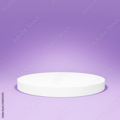 Round podium on purple background. 3d render.