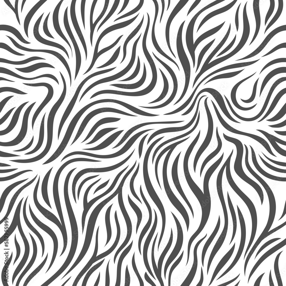 Seamless pattern, abstract texture, black and white zebra pattern
