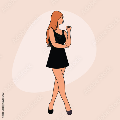 Girls or women dress up in modern clothes. Woman body isolated on white background. Illustration, vector, hand drawn
