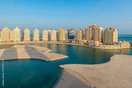 Viva Bahria Residential buildings in the Pearl Qatar, an artificial island in Doha