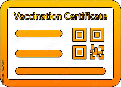 Vaccination certificate. Card of vaccine certificate for permission and admission. Vector illustration of vaccine card for medical graphic resource about virus and pandemic. COVID-19 social issue