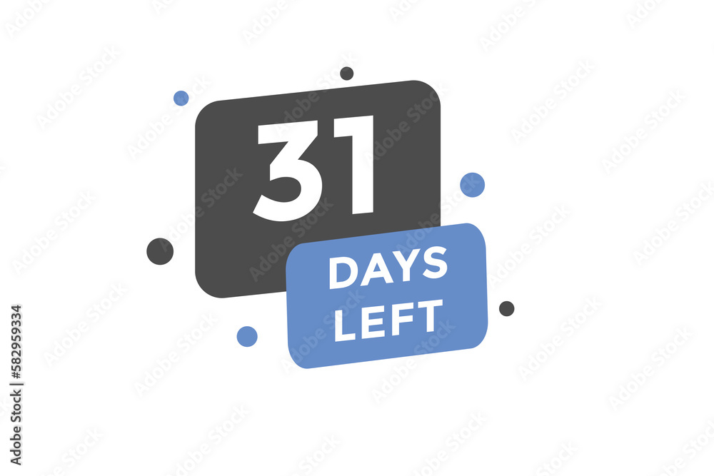 Fototapeta premium 31 days Left countdown template. 31 day Countdown left banner label button eps 10 