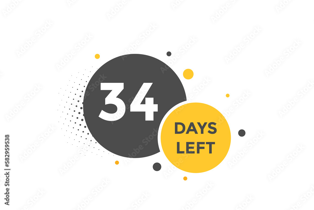 Fototapeta premium 34 days Left countdown template. 34 day Countdown left banner label button eps 10