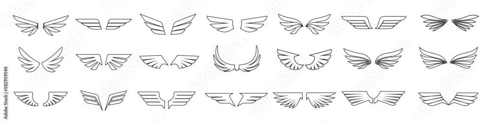 Wing icon. Wing Vector. Line icon set. Vector emblem	