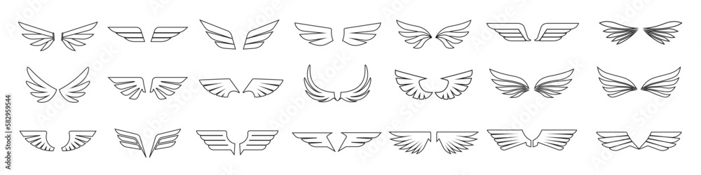Wing icon. Wing Vector. Line icon set. Vector emblem Wing icon. Wing Vector. Line icon set. Vector emblem