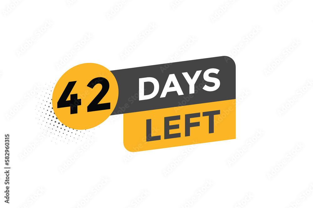 42 days Left countdown template. 42 day Countdown left banner label button eps 10
42 days Left countdown template. 42 day Countdown left banner label button eps 10