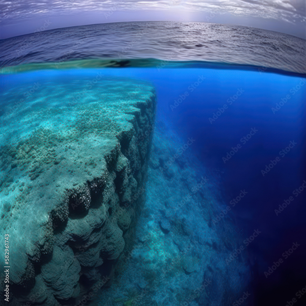 Fototapeta premium Underwater Drop Off, AI