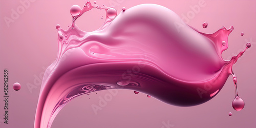 pink twisted splashing jet isolated on pink background, liquid splash, abstract shape, pastel color paint