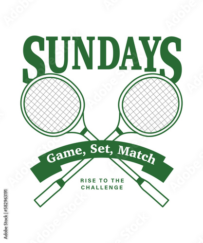 Tennis club graphic design for t shirt print or embroidery.