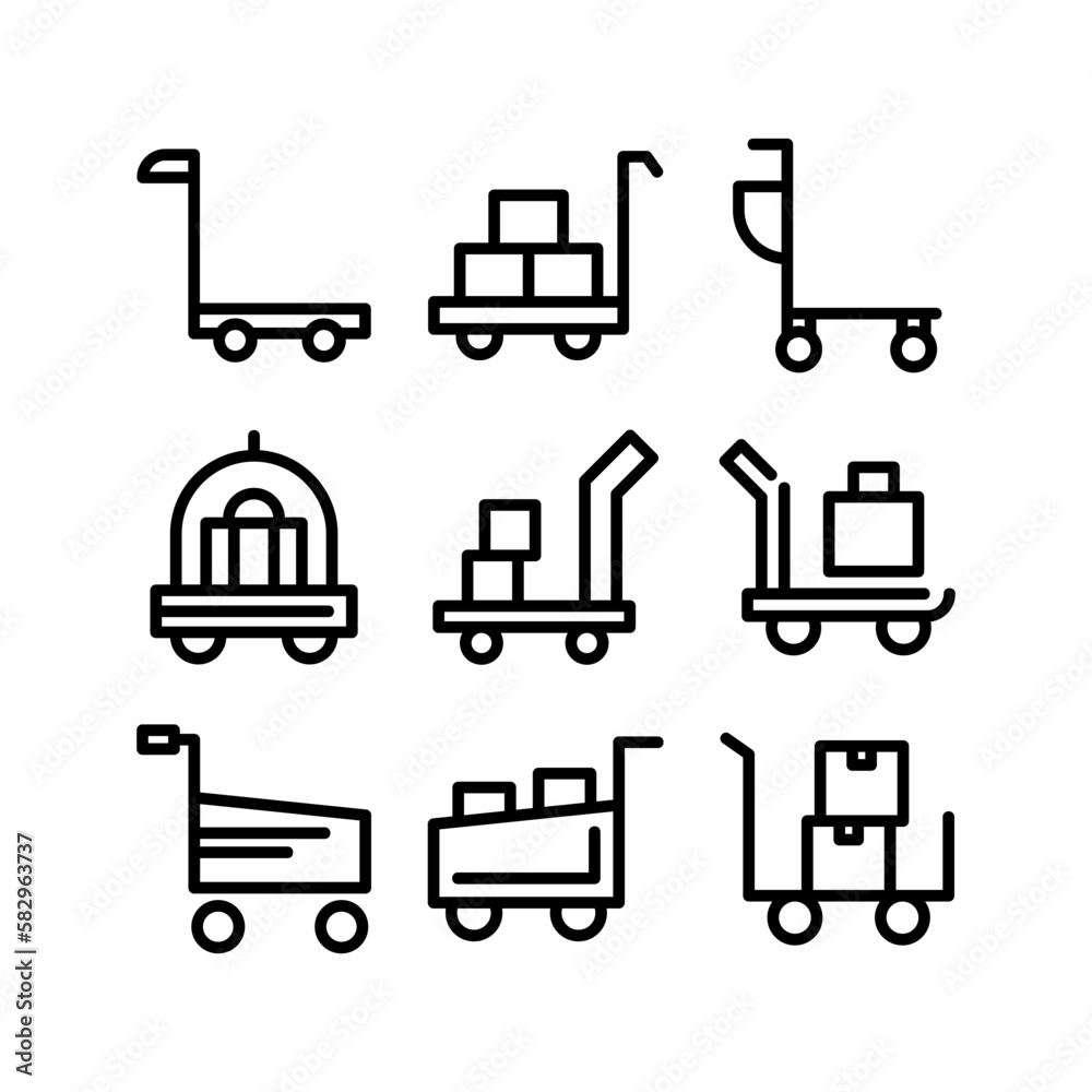 airport trolley icon or logo isolated sign symbol vector illustration - high-quality black style vector icons
