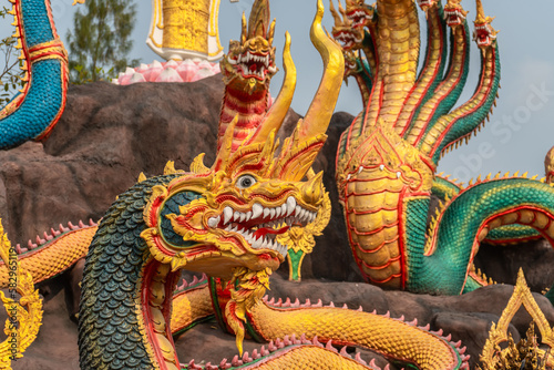 Serpent statue at Wat Don Khanak, Nakhon Pathom, Thailand