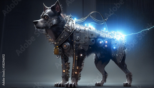 AI generates illustrations mechanical dog photo