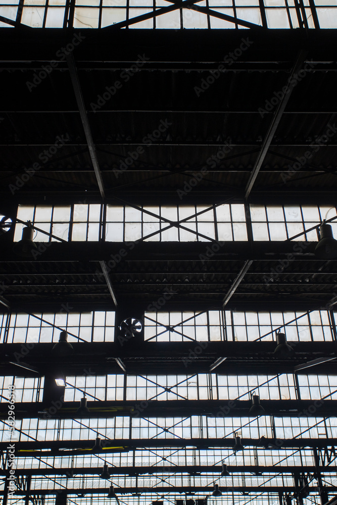 Factory windows opened sequentially. Factory background Factory windows opened sequentially. Factory background