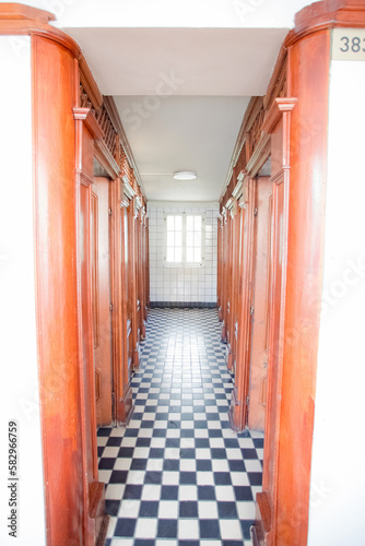 Beautiful vintage interior of Szechenyi baths, Budapest, Hungary photo