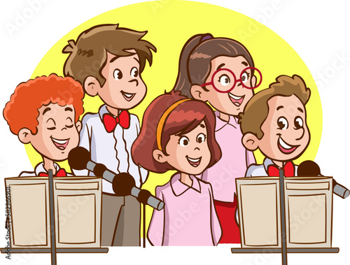 children singing in choir vector