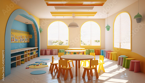 AI generates illustrations kindergarten classroom photo