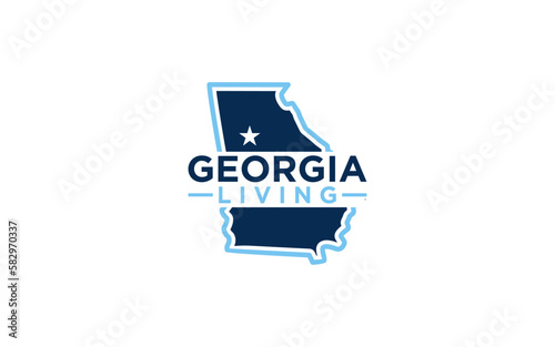 Map of Georgia Living vector template