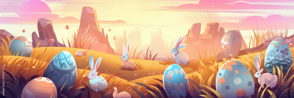 Easter Joy: A Vibrant Background for Your Easter Poster. Generative Ai