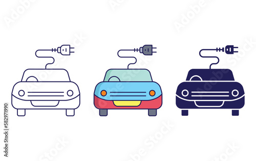 EV car plug vector icon