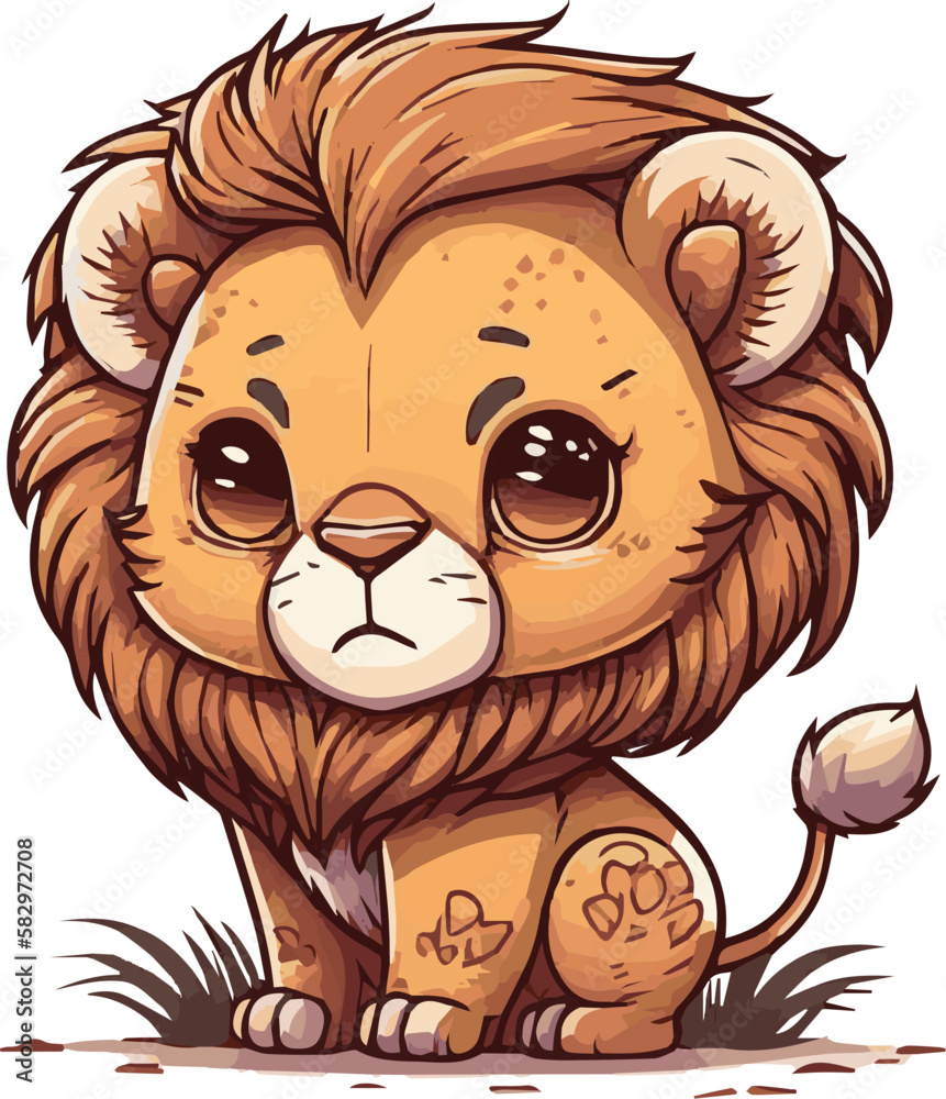 Naklejka premium Premium cute and chibi lion vector for illustration. Lion cartoons vector