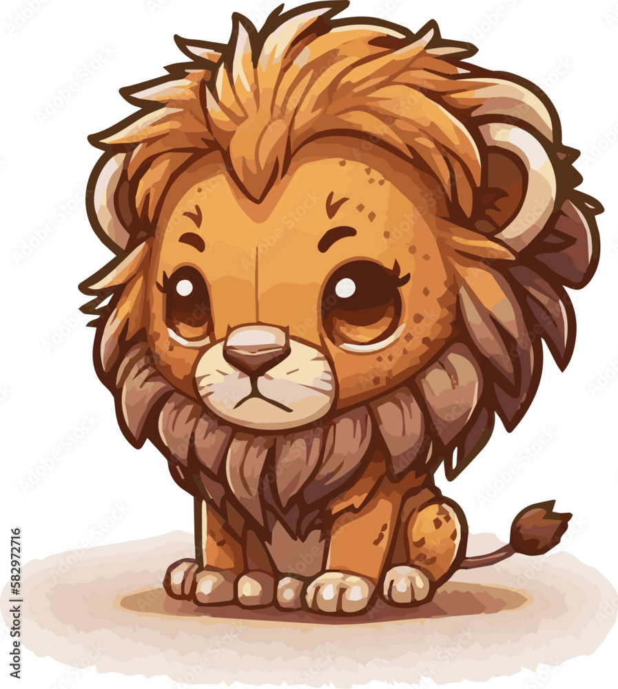 Obraz premium Premium cute and chibi lion vector for illustration. Lion cartoons vector
