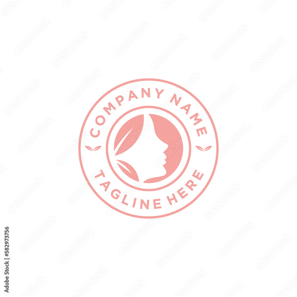 Beautiful woman's face flower star logo design template Beautiful woman's face flower star logo design template