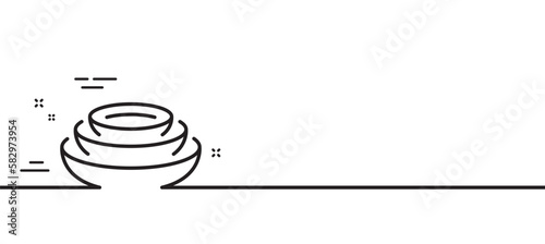 Dishes line icon. Tableware plates sign. Food kitchenware symbol. Minimal line illustration background. Dishes line icon pattern banner. White web template concept. Vector