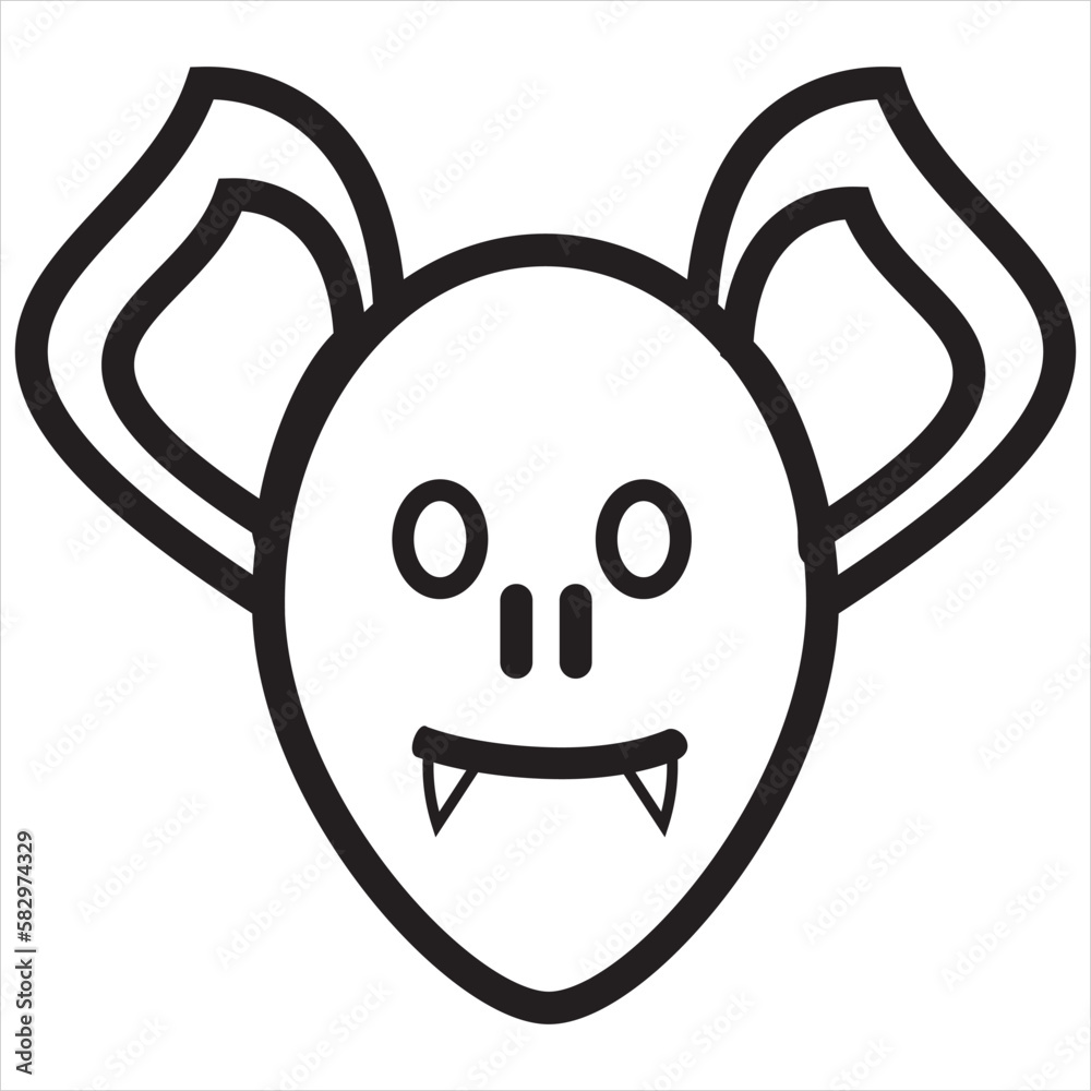 vector, Image of head of a bat, Black and white color, with transparent background vector, Image of head of a bat, Black and white color, with transparent background