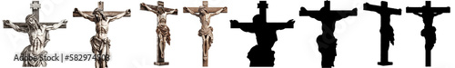 jesus on the cross. jesus on a black cross. jesus illustration set isolated on blank background PNG